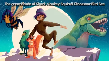 The great battle of Shark Monkey Squirrel Dinossaur Bird Bee