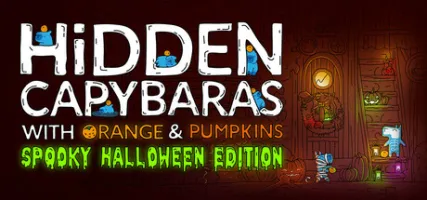 Hidden Capybaras with Orange and Pumpkins: Spooky